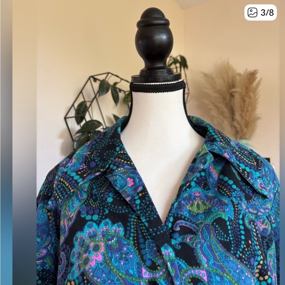 Vintage Paisley Goodness Button Down Shirt With Pockets Ptp 24–25” - Picture 2 of 12